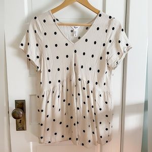 Thyme Maternity Work Clothes Polka Dot Blouse, Size Small